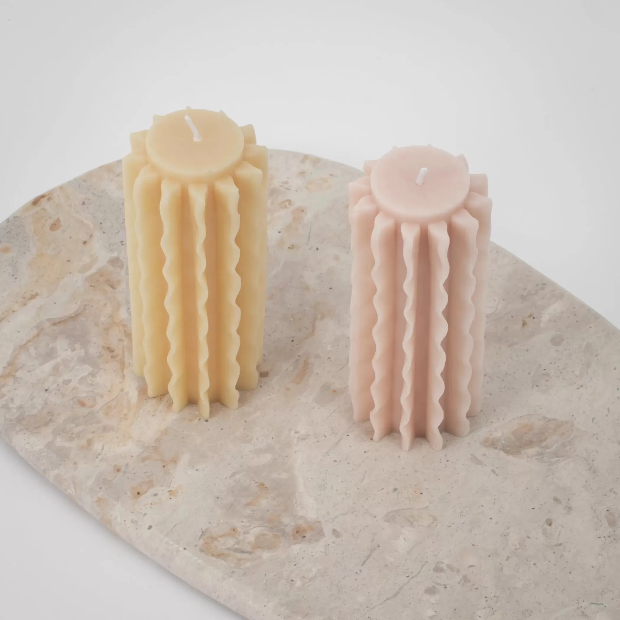 Candles & Candle Holders | GigiandTom Romantic Ripple Pillar Candle Assorted 2 Pack Pastels